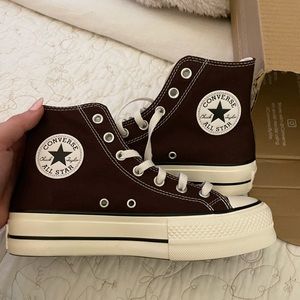 Custom platform high top all star converse brown